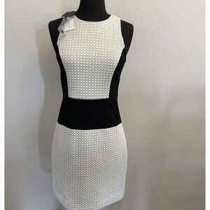 Anthropologie 4 Collective Black/Natural Geometric Sheath‎ Dress New Size 2